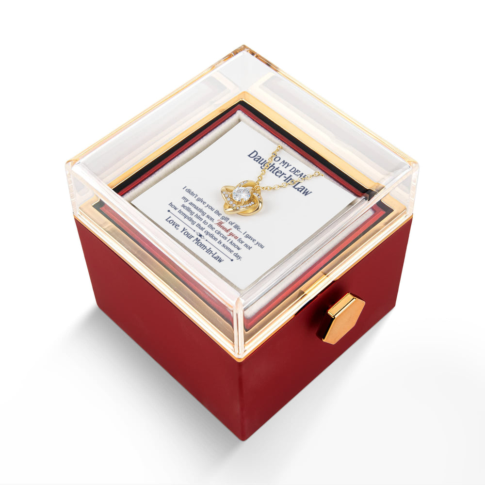TO MY DAUGHTER IN LAW CIRCUS LOVE KNOT NECKLACE ROSE BOX GIFT SET