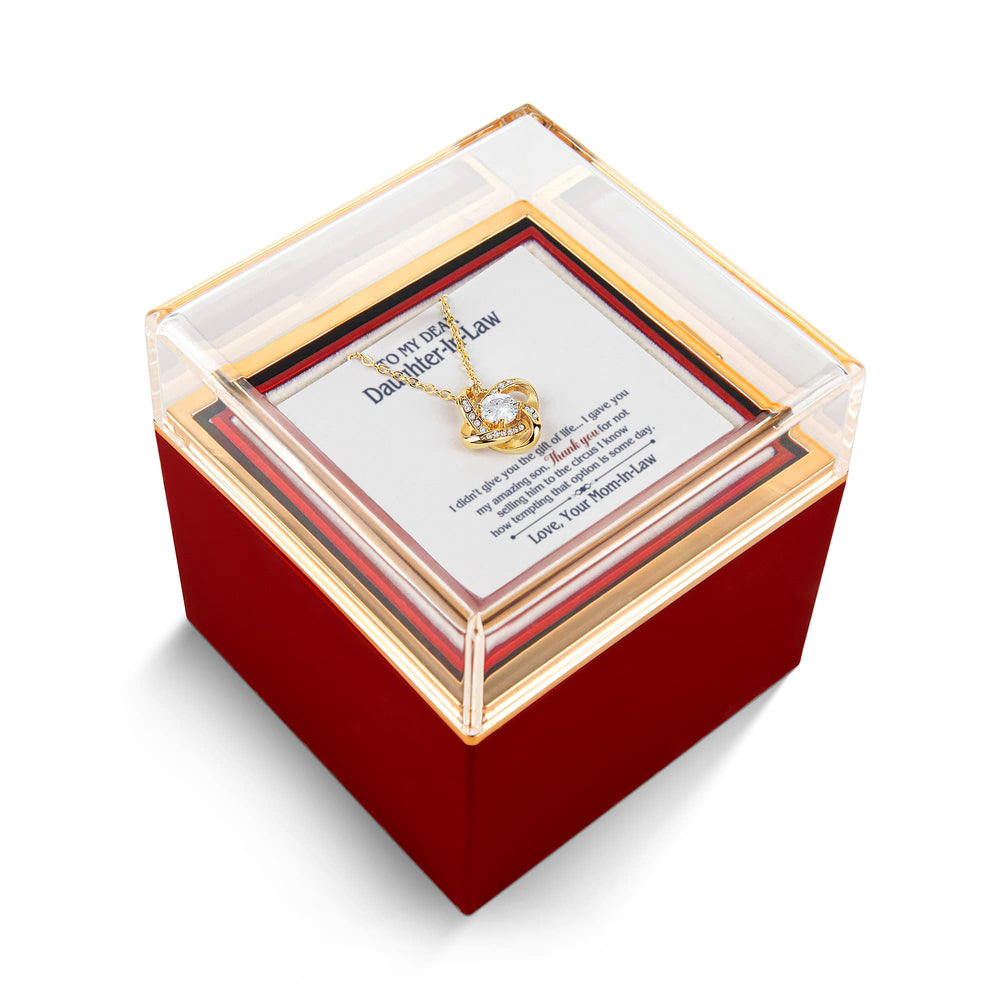 TO MY DAUGHTER IN LAW CIRCUS LOVE KNOT NECKLACE ROSE BOX GIFT SET