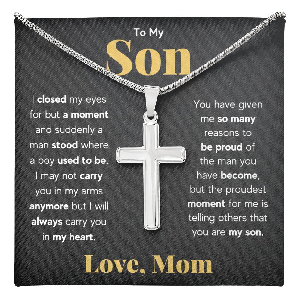 TO MY SON REASONS CROSS NECKLACE GIFT SET