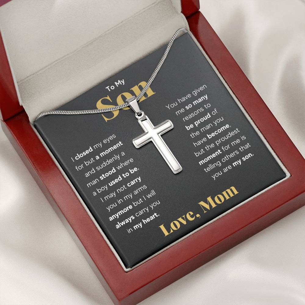 TO MY SON REASONS CROSS NECKLACE GIFT SET