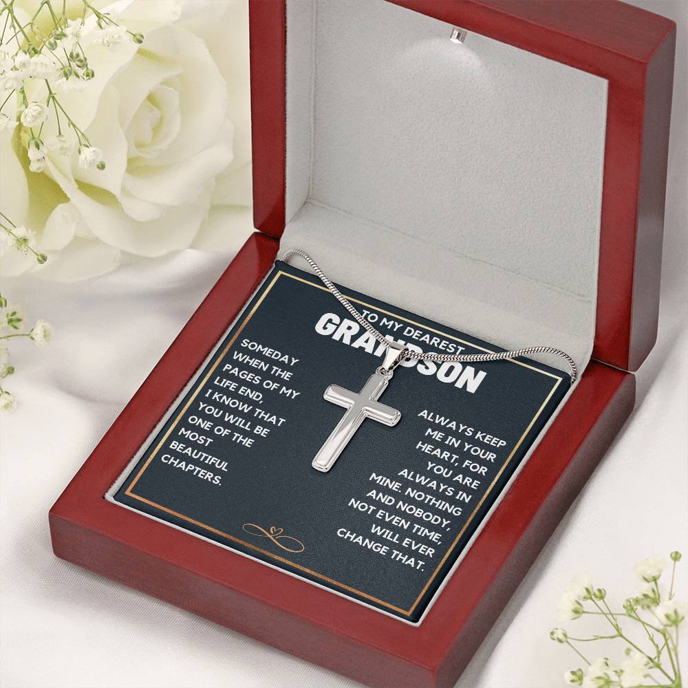 TO MY DEAREST GRANDSON CHAPTERS CROSS NECKLACE GIFT SET