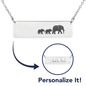 Personalized Mama Elephant + 2 Babies - Necklace