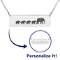 Personalized Mama Elephant + 4 Babies - Necklace