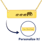 Personalized Mama Elephant + 3 Babies - Necklace