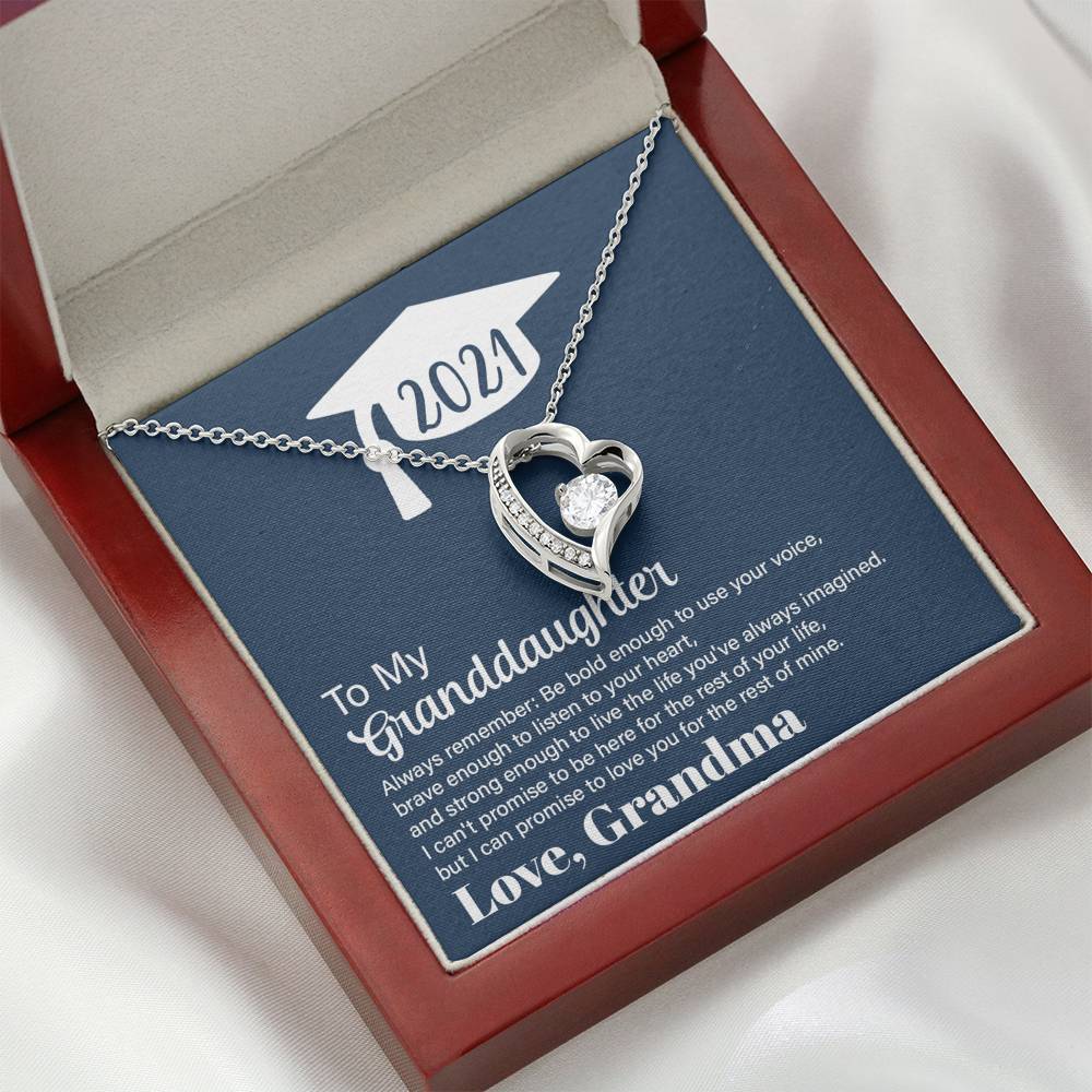 Graduation 2021, To Granddaughter, Heart Necklace, Always Remember