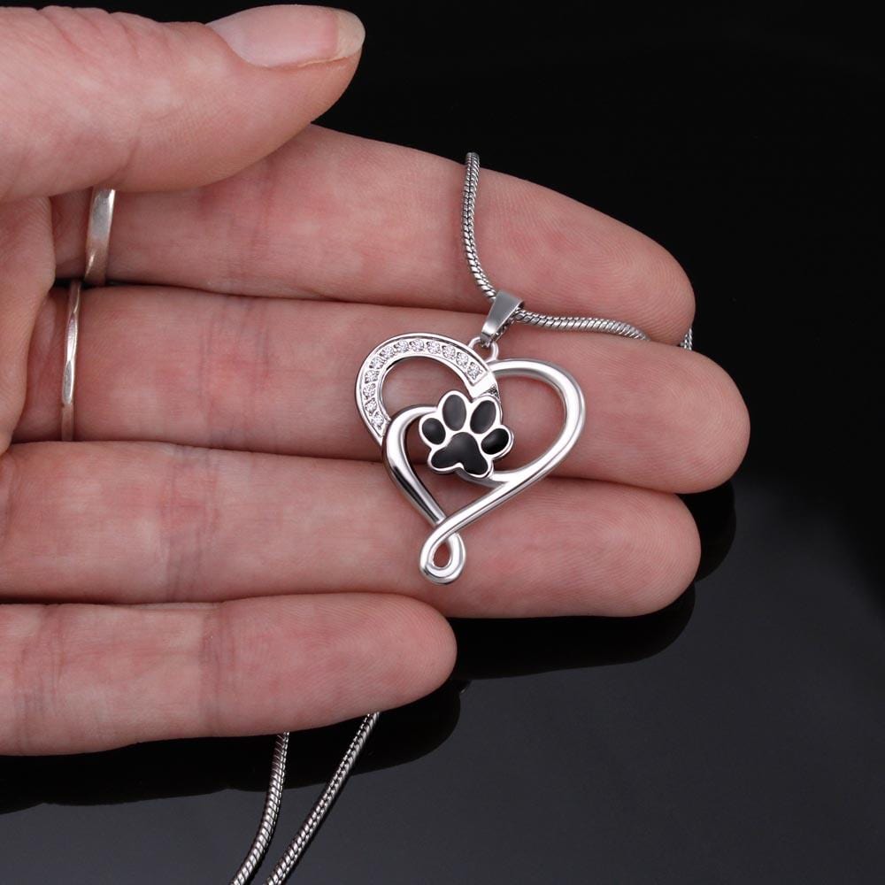 Dog Mom, I Woof You, Pet Paw Heart Necklace
