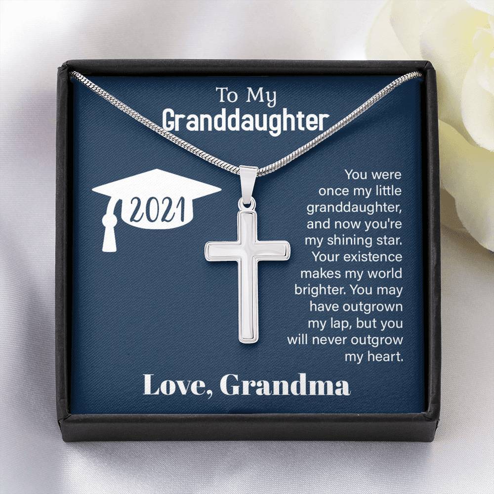 Graduation 2021, To Granddaughter, Engravable Cross Necklace