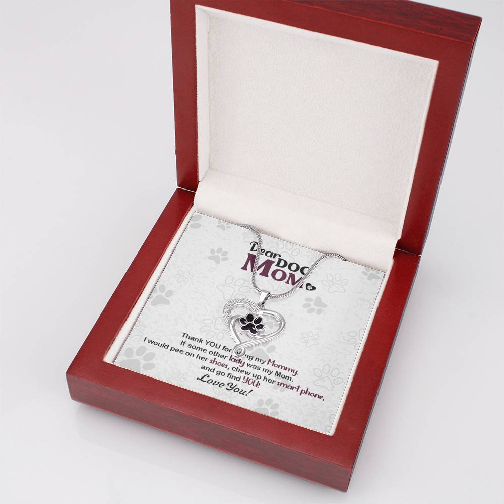 Dog Mom, Thanks You, Pet Paw Heart Necklace