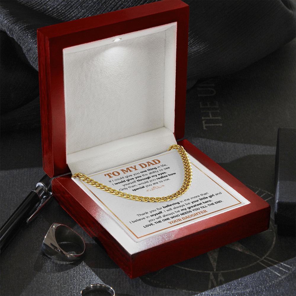 TO MY DAD TILL THE END CUBAN LINK CHAIN NECKLACE GIFT SET