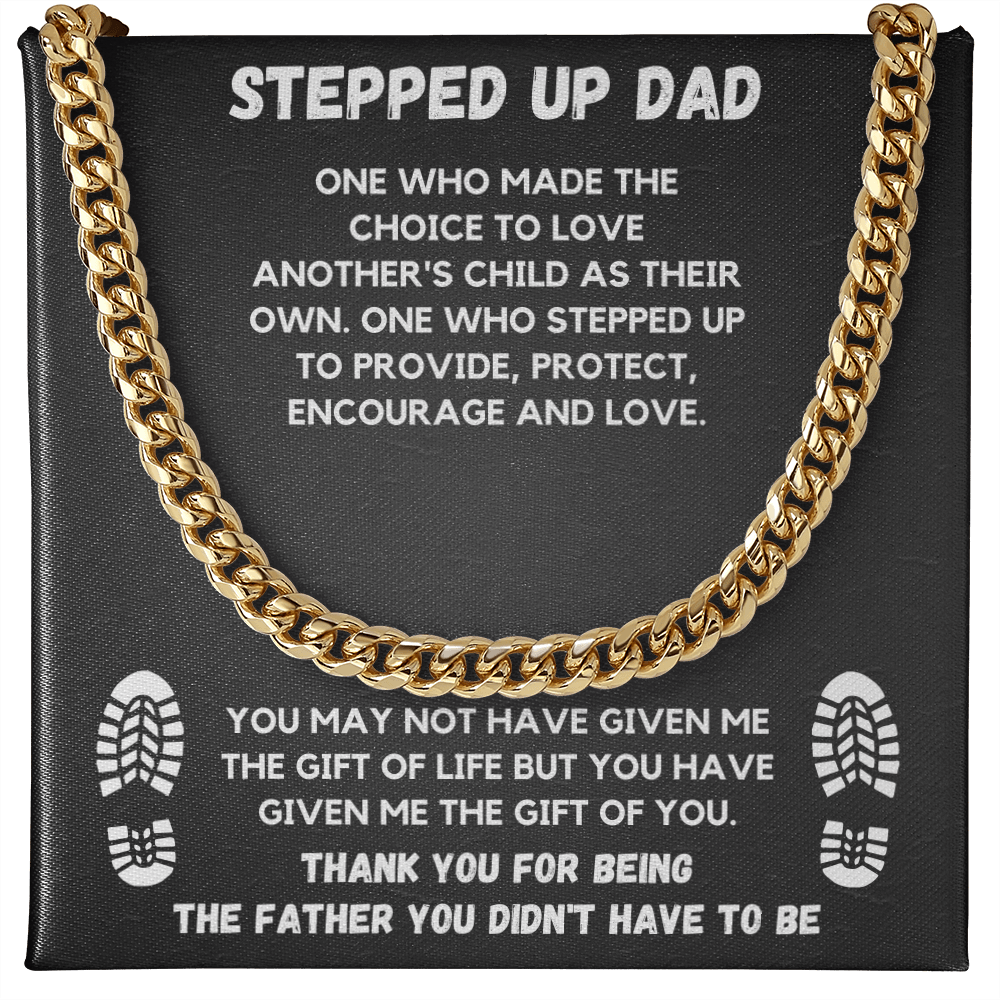 STEPPED UP DAD CUBAN LINK CHAIN NECKLACE GIFT SET