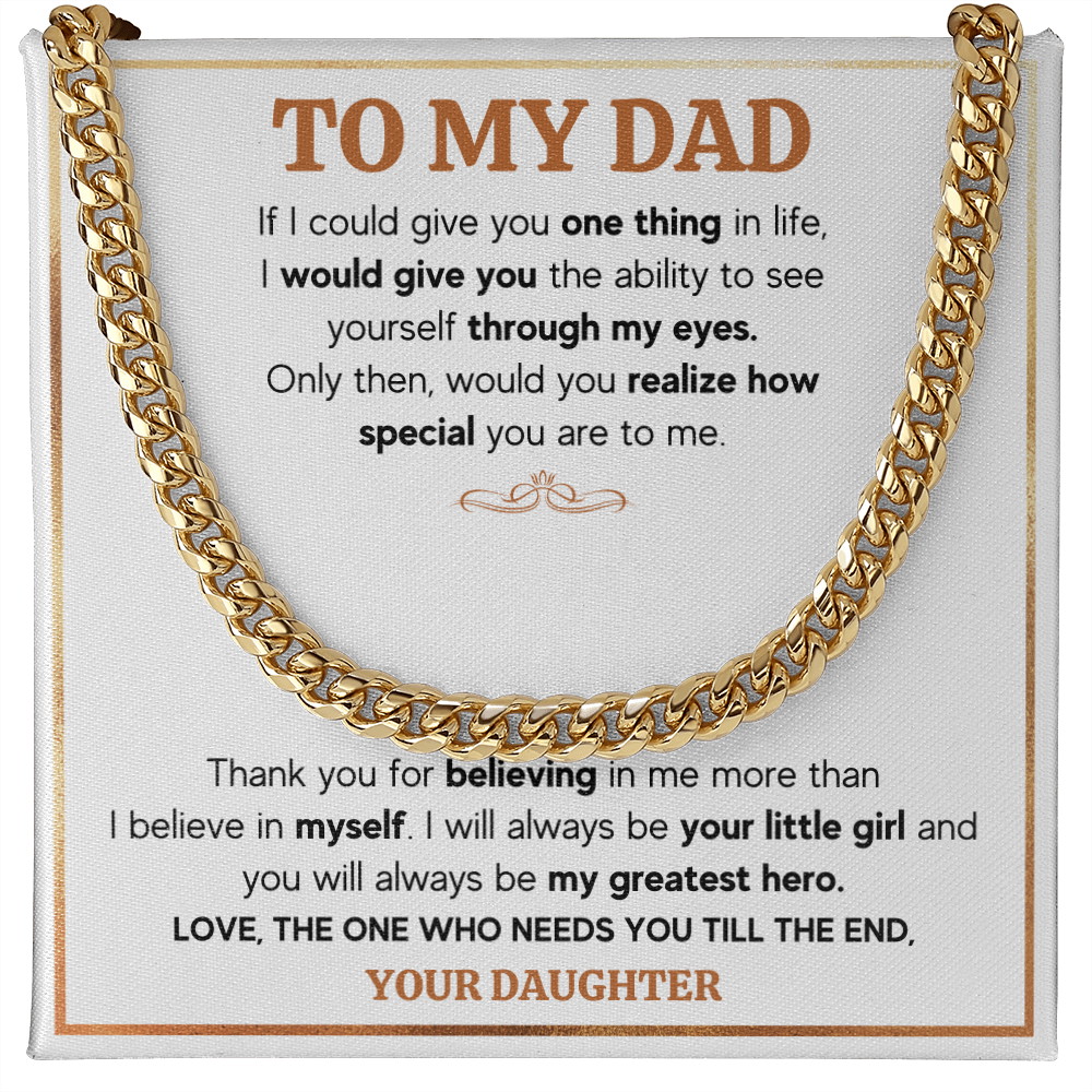 TO MY DAD TILL THE END CUBAN LINK CHAIN NECKLACE GIFT SET