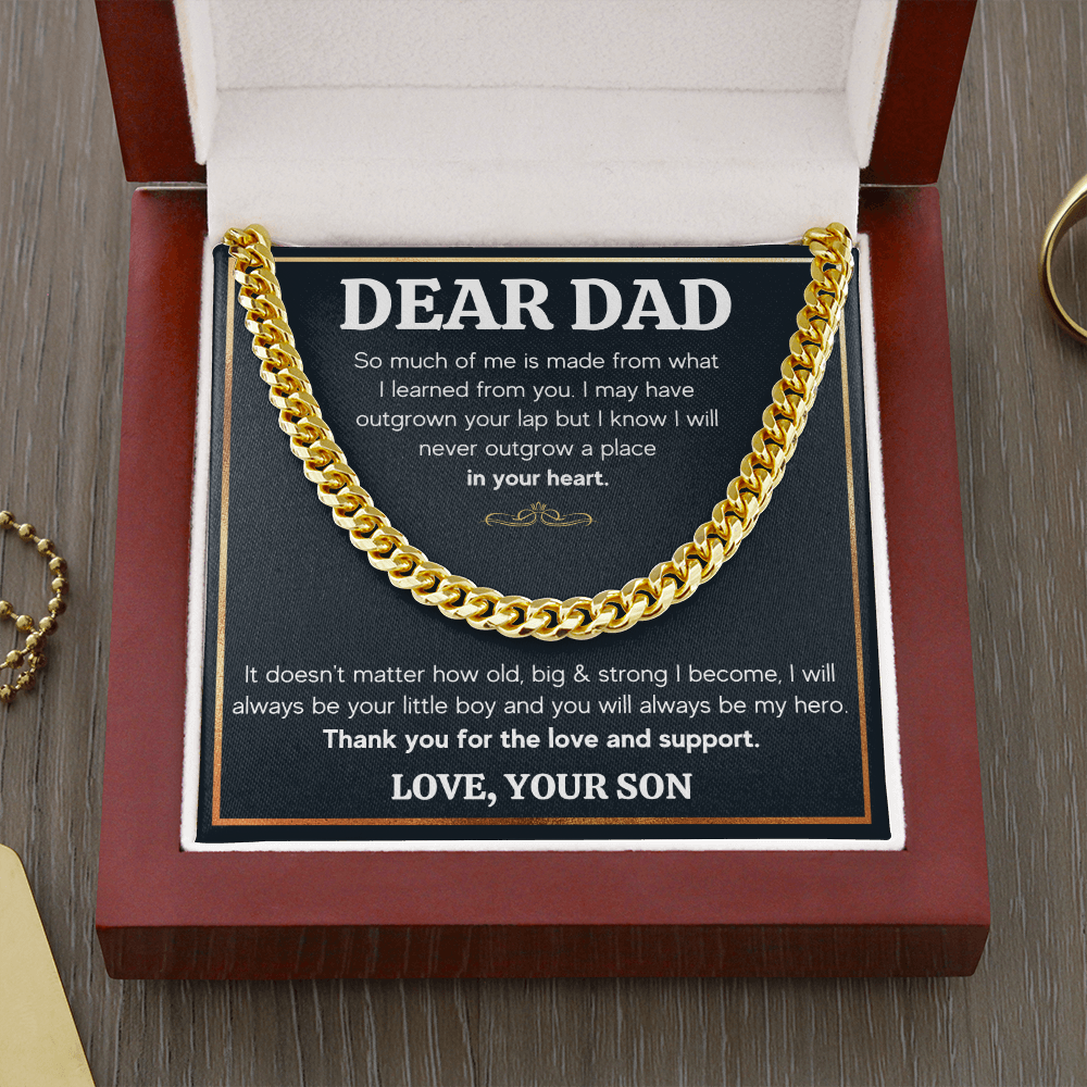 DEAR DAD OUTGROWN CUBAN LINK CHAIN NECKLACE GIFT SET