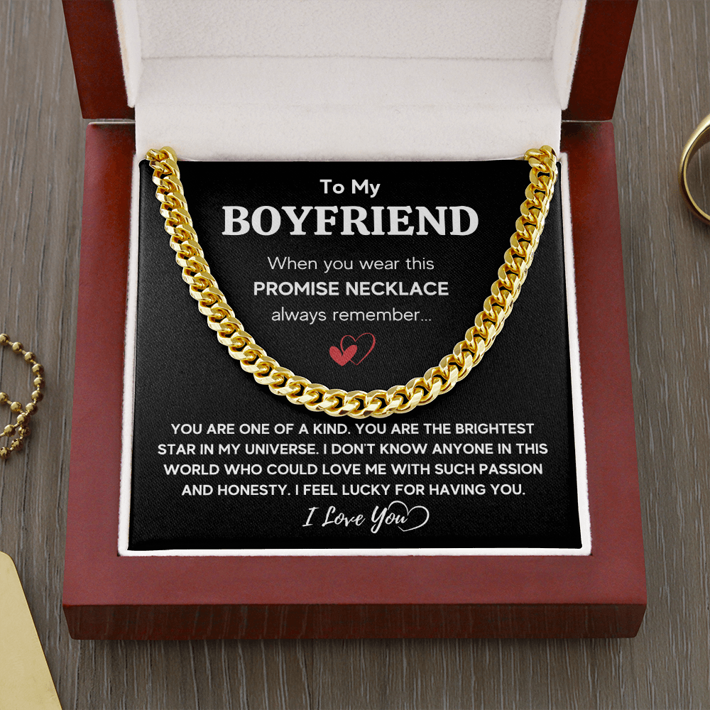 TO MY BOYFRIEND UNIVERSE CUBAN LINK CHAIN NECKLACE GIFT SET