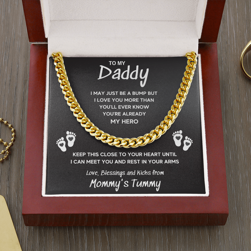 TO MY DADDY HERO CUBAN LINK CHAIN NECKLACE GIFT SET