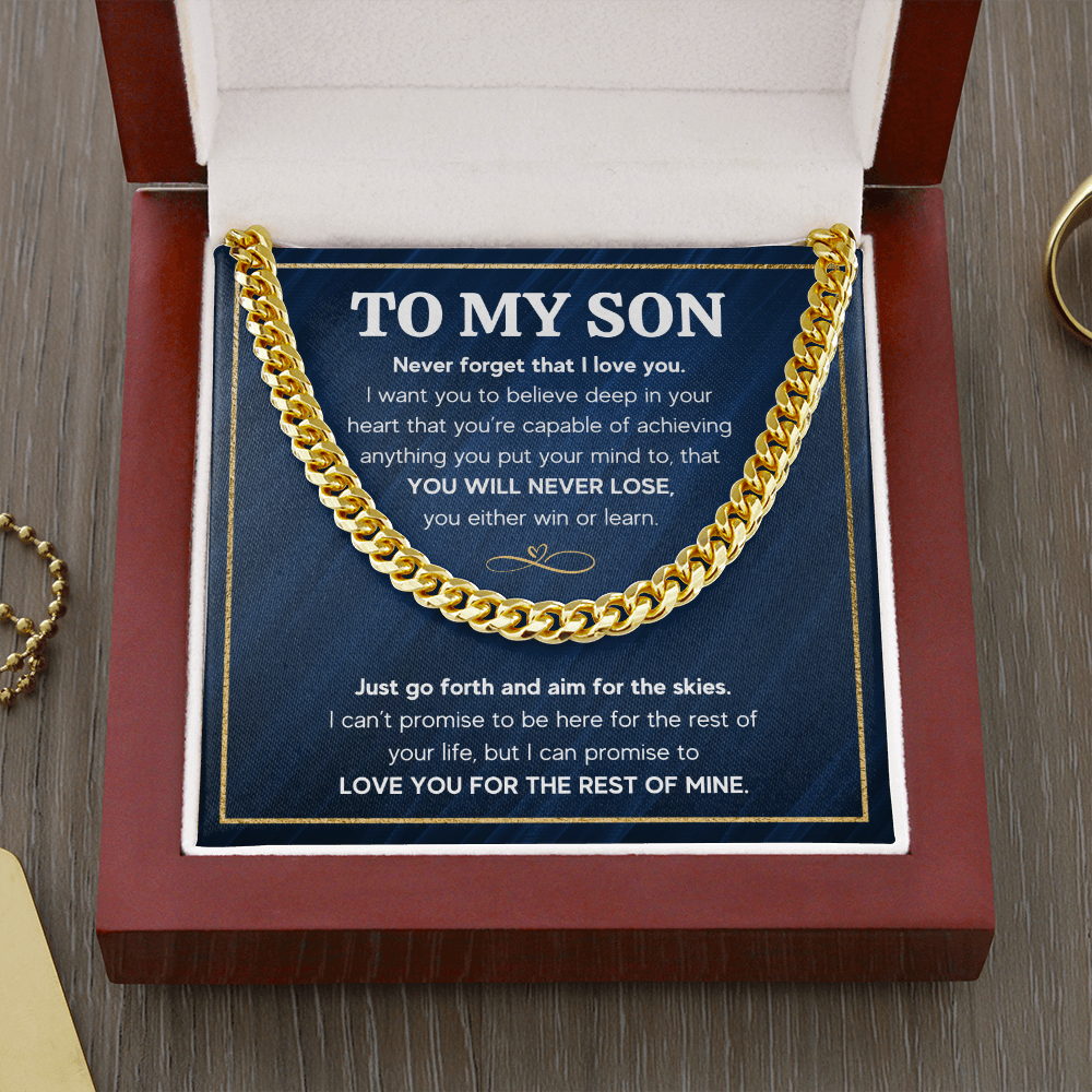 TO MY SON SKIES CUBAN LINK CHAIN NECKLACE GIFT SET