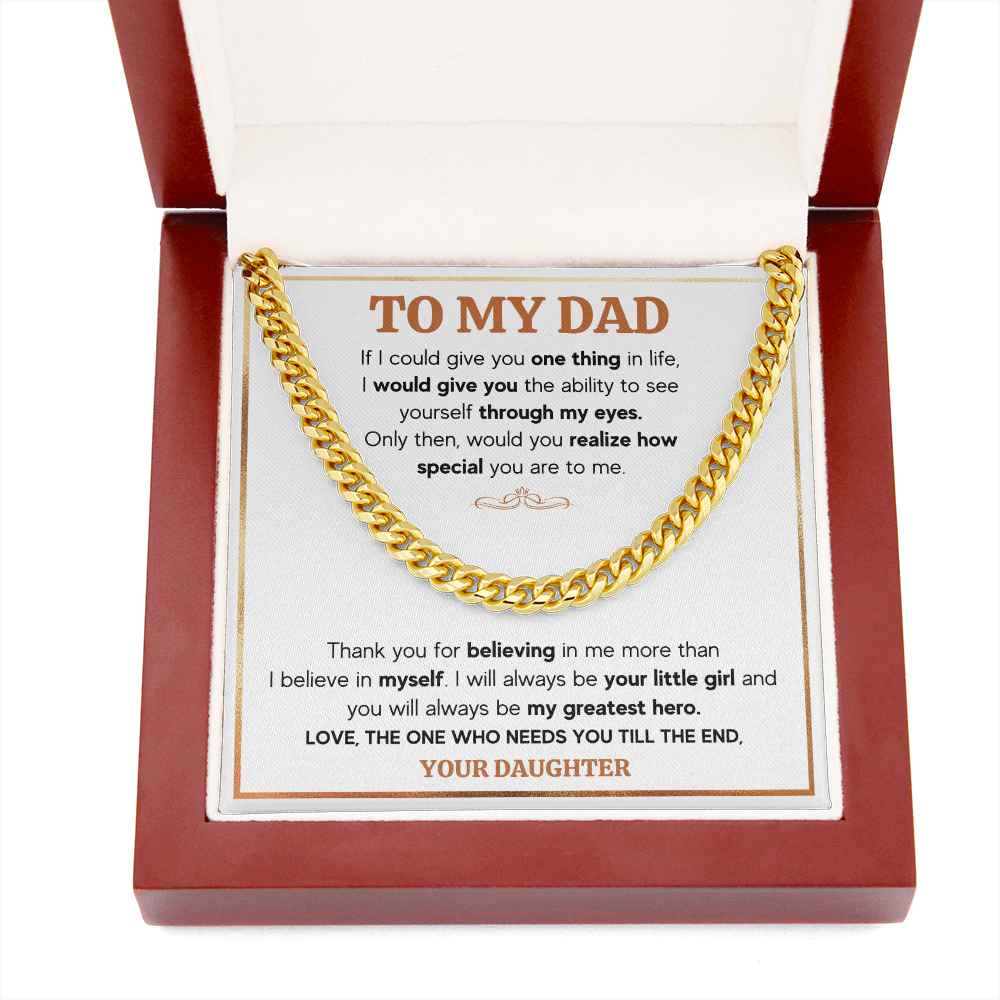 TO MY DAD TILL THE END CUBAN LINK CHAIN NECKLACE GIFT SET
