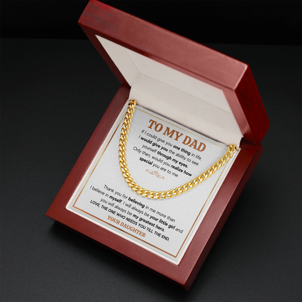 TO MY DAD TILL THE END CUBAN LINK CHAIN NECKLACE GIFT SET