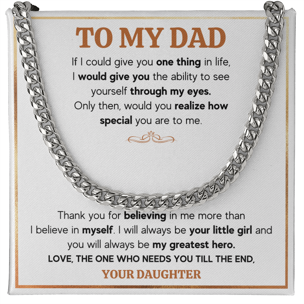 TO MY DAD TILL THE END CUBAN LINK CHAIN NECKLACE GIFT SET