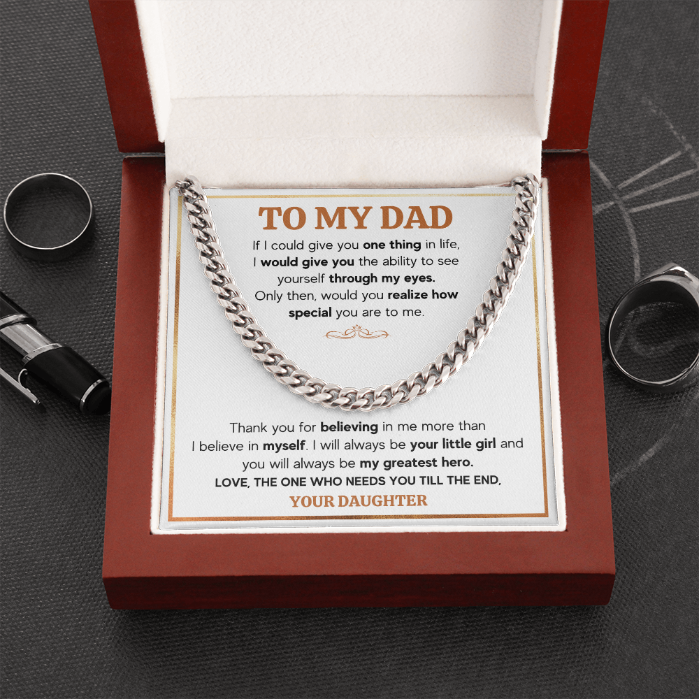 TO MY DAD TILL THE END CUBAN LINK CHAIN NECKLACE GIFT SET