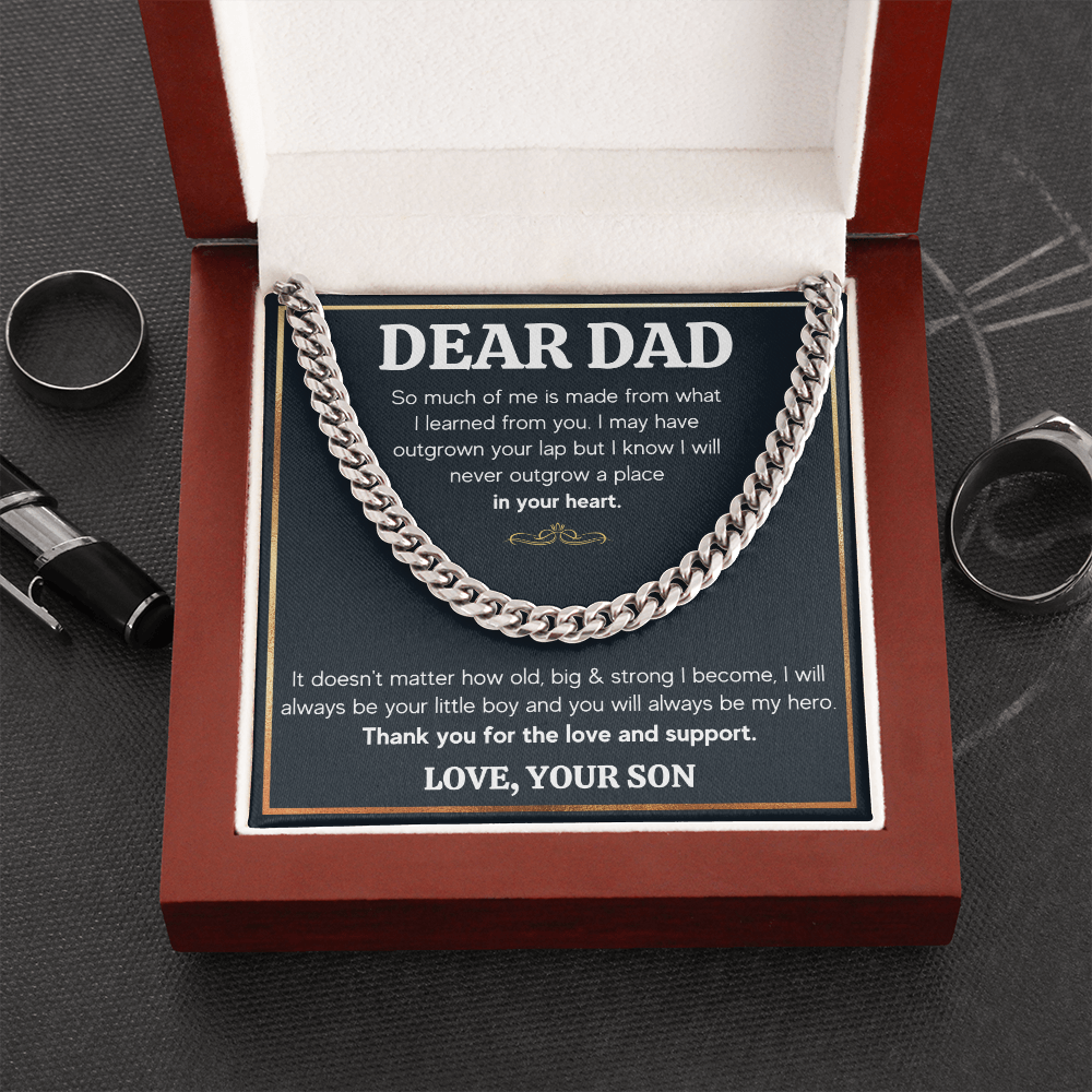 DEAR DAD OUTGROWN CUBAN LINK CHAIN NECKLACE GIFT SET