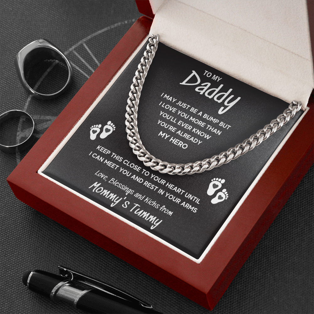 TO MY DADDY HERO CUBAN LINK CHAIN NECKLACE GIFT SET