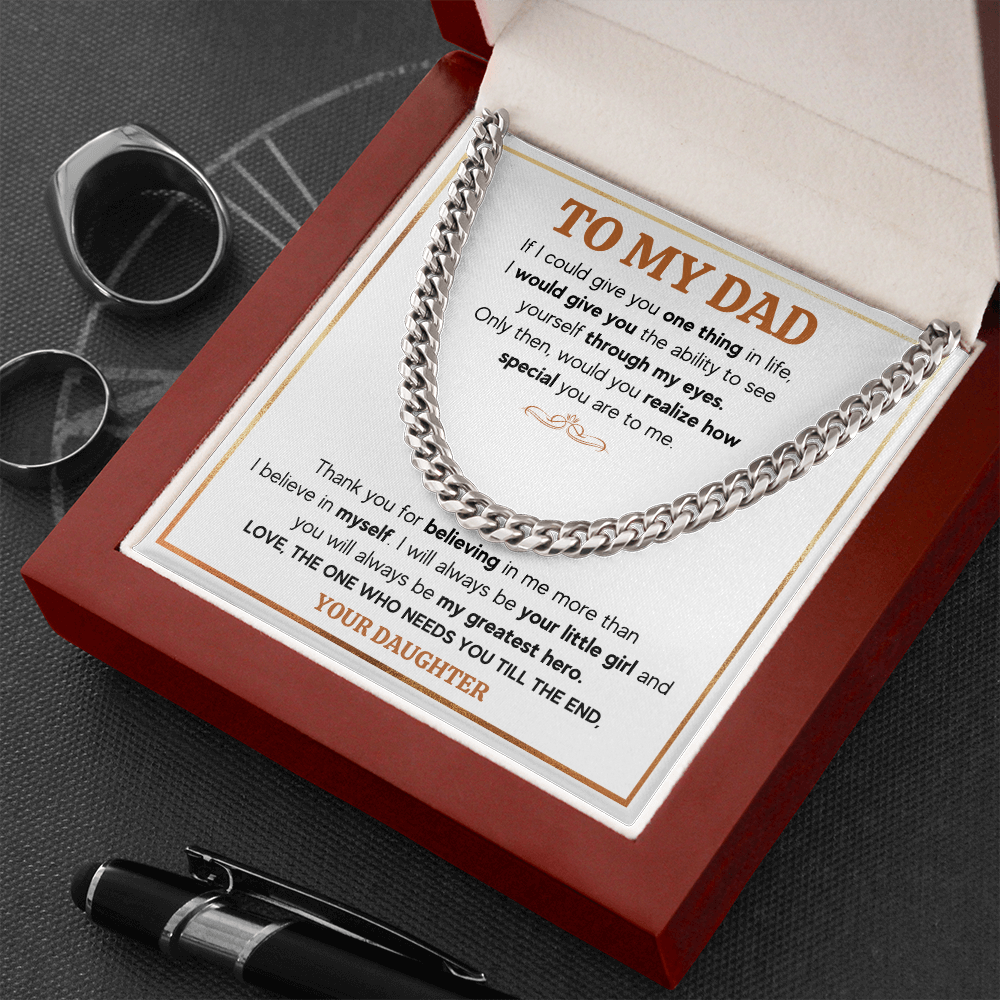 TO MY DAD TILL THE END CUBAN LINK CHAIN NECKLACE GIFT SET