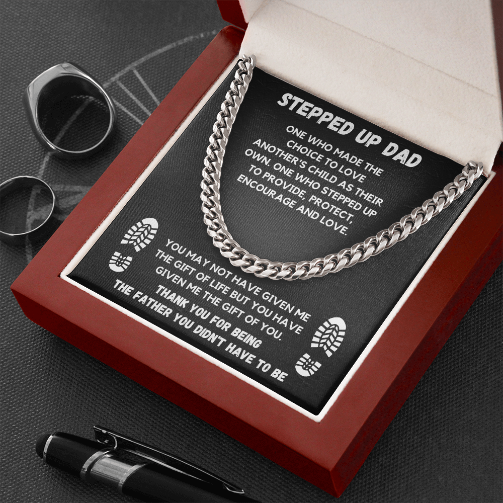 STEPPED UP DAD CUBAN LINK CHAIN NECKLACE GIFT SET