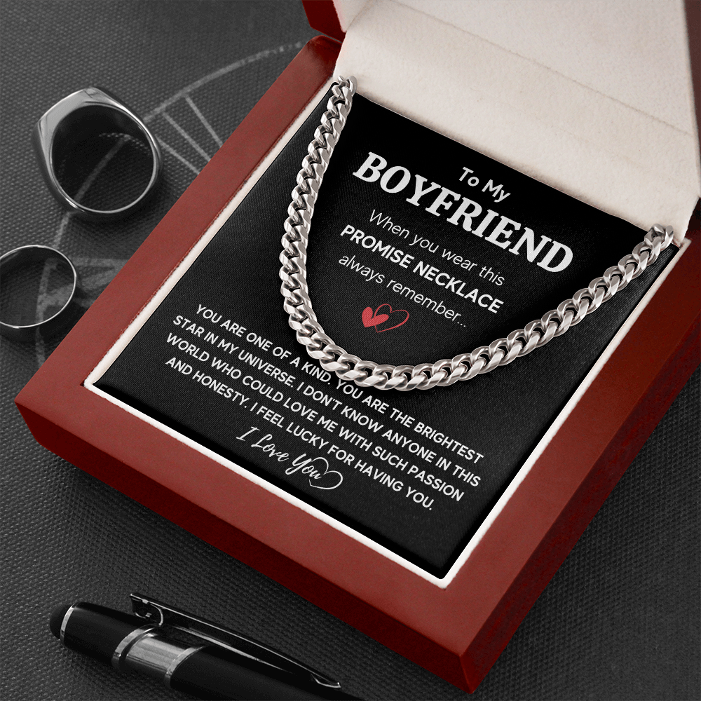 TO MY BOYFRIEND UNIVERSE CUBAN LINK CHAIN NECKLACE GIFT SET