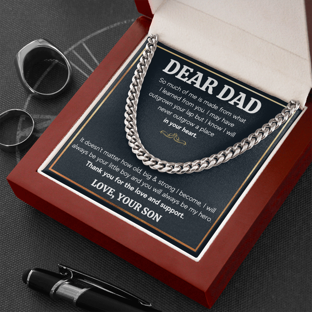 DEAR DAD OUTGROWN CUBAN LINK CHAIN NECKLACE GIFT SET