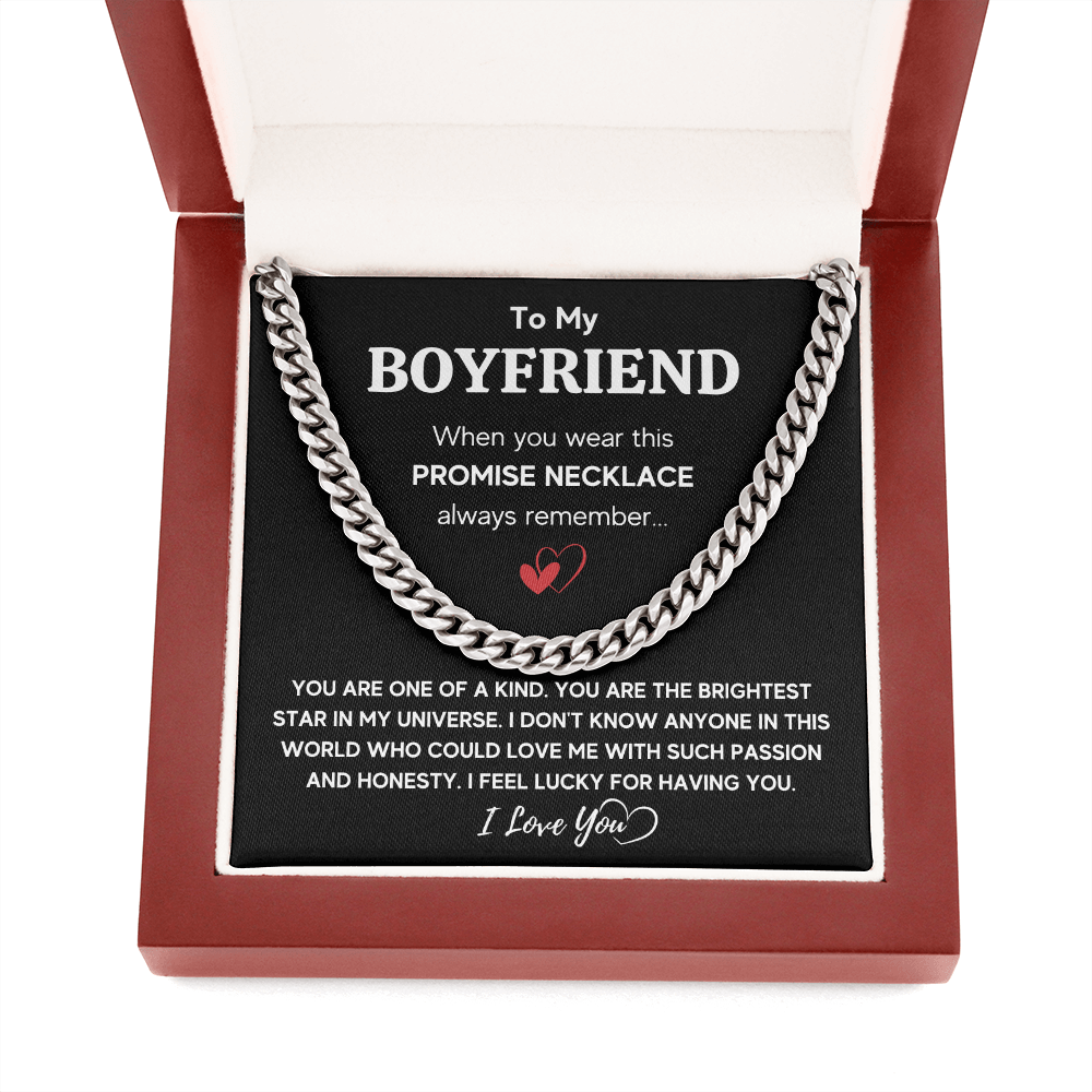 TO MY BOYFRIEND UNIVERSE CUBAN LINK CHAIN NECKLACE GIFT SET