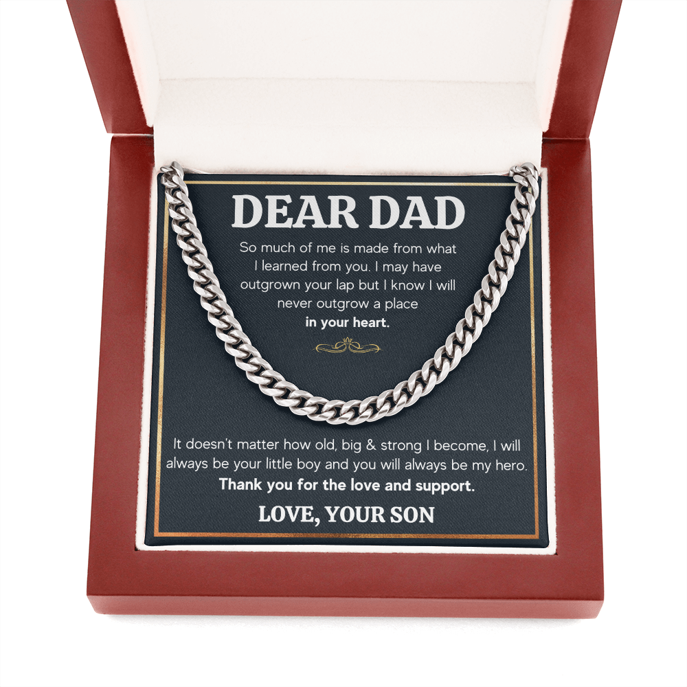 DEAR DAD OUTGROWN CUBAN LINK CHAIN NECKLACE GIFT SET