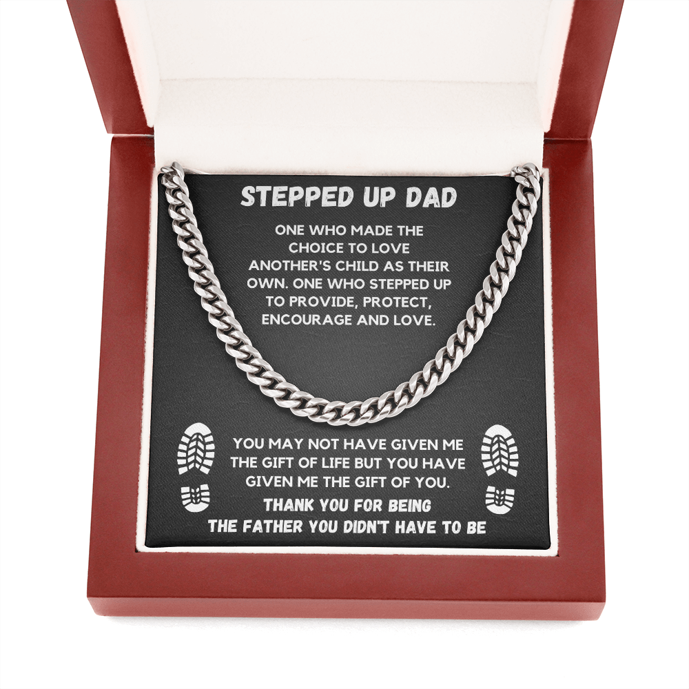 STEPPED UP DAD CUBAN LINK CHAIN NECKLACE GIFT SET