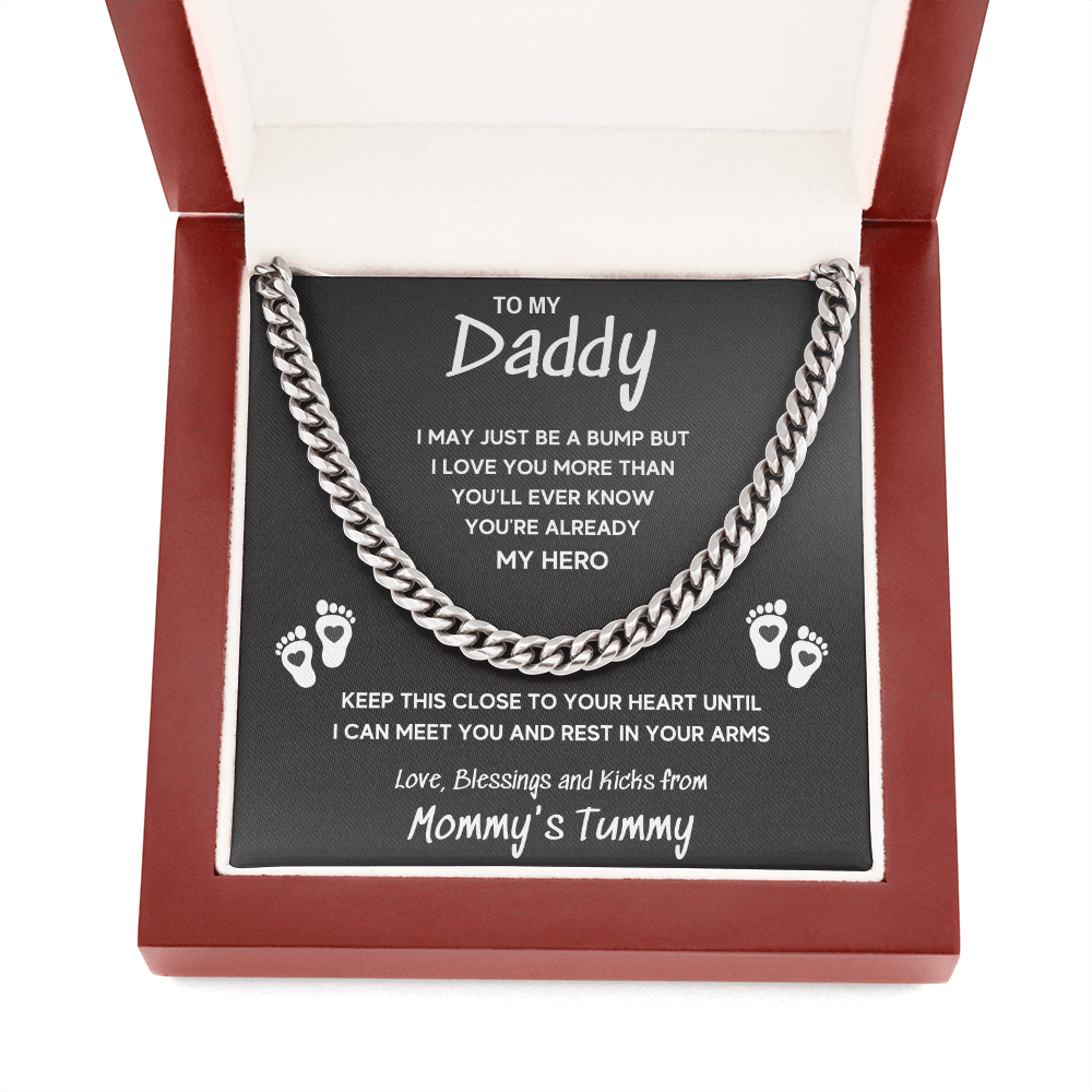 TO MY DADDY HERO CUBAN LINK CHAIN NECKLACE GIFT SET