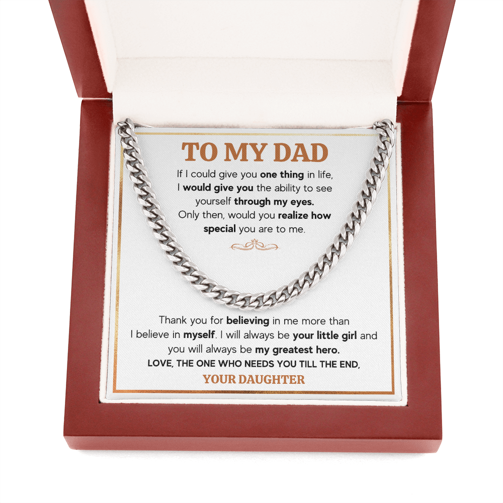 TO MY DAD TILL THE END CUBAN LINK CHAIN NECKLACE GIFT SET