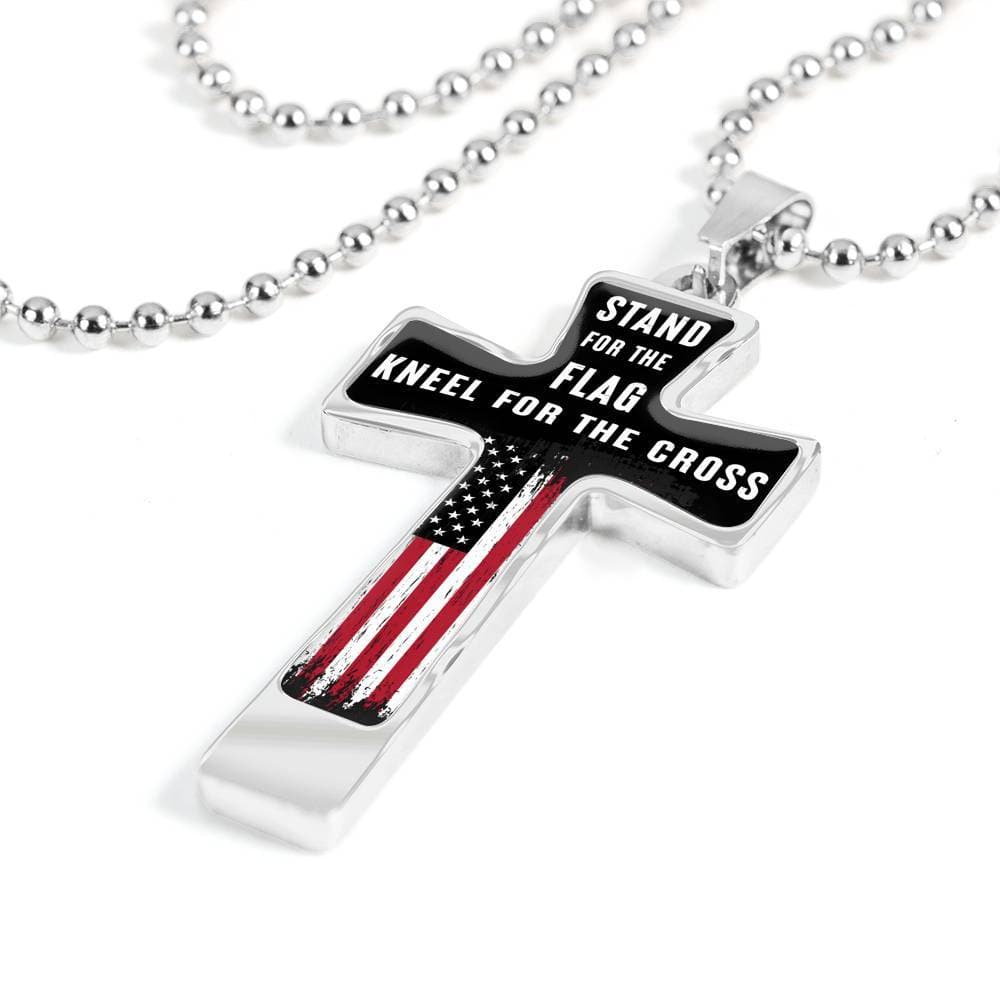 Stand For The Flag Kneel For The Cross, Necklace, Dark