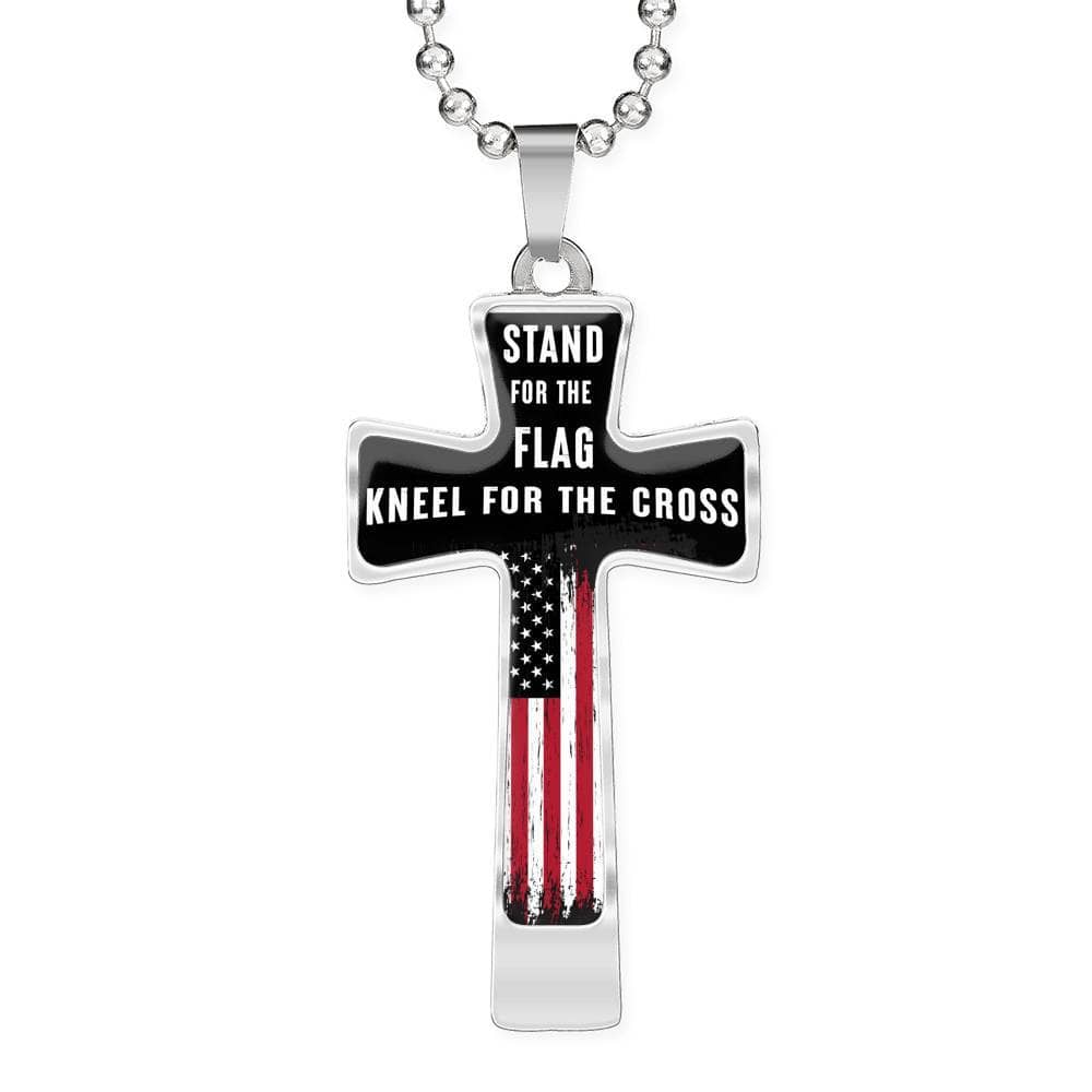 Stand For The Flag Kneel For The Cross, Necklace, Dark