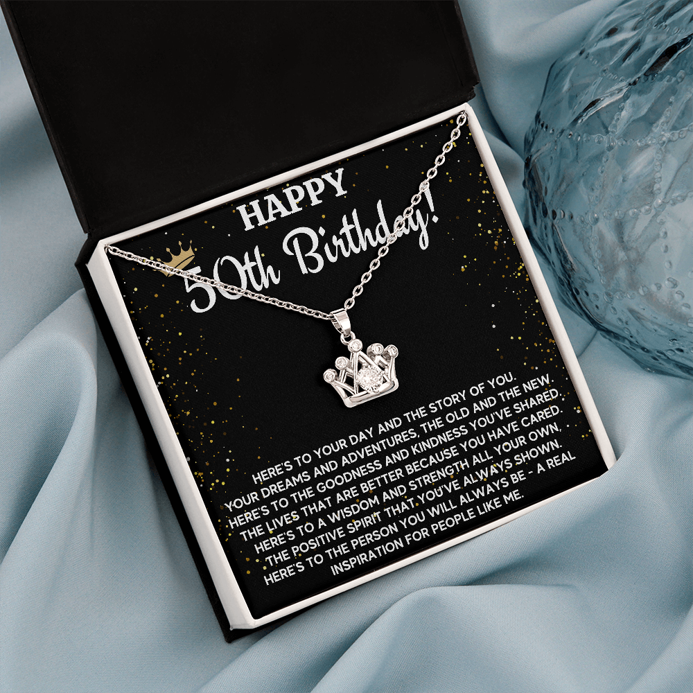 50TH BIRTHDAY WISDOM CROWN NECKLACE GIFT SET