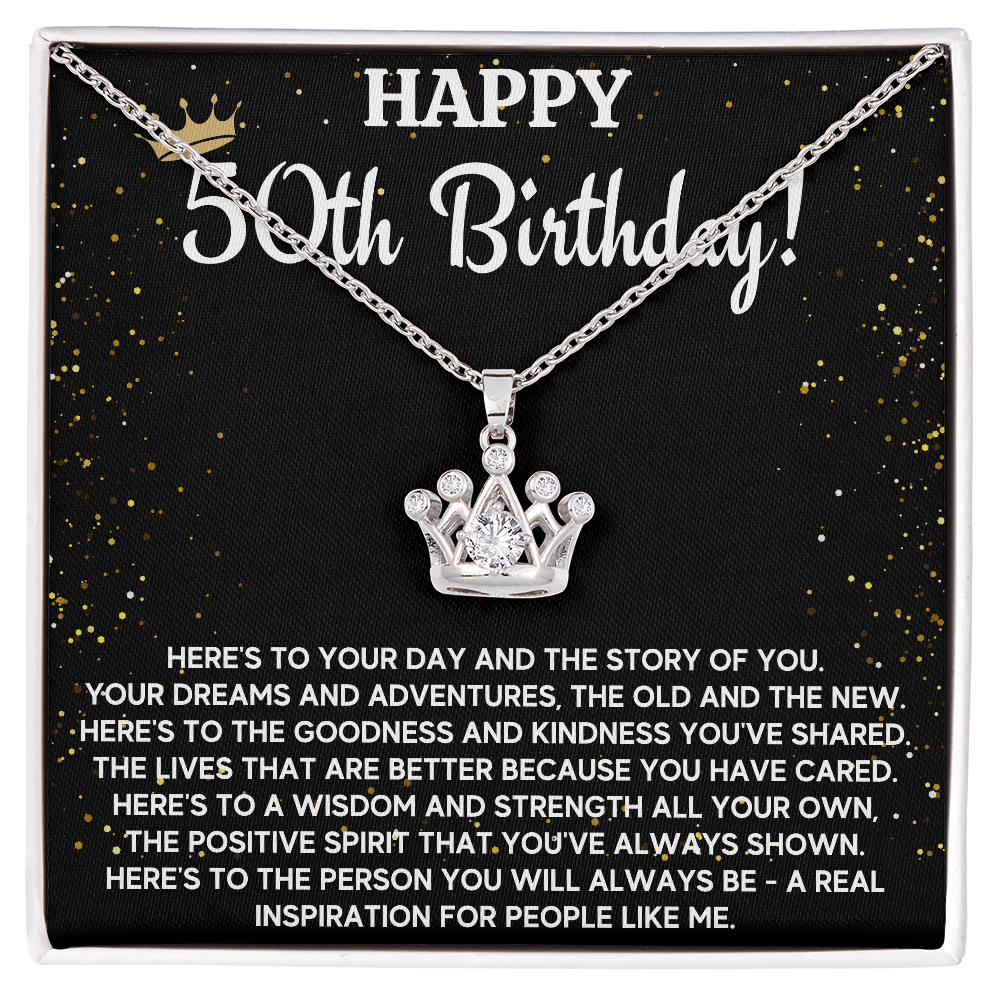 50TH BIRTHDAY WISDOM CROWN NECKLACE GIFT SET
