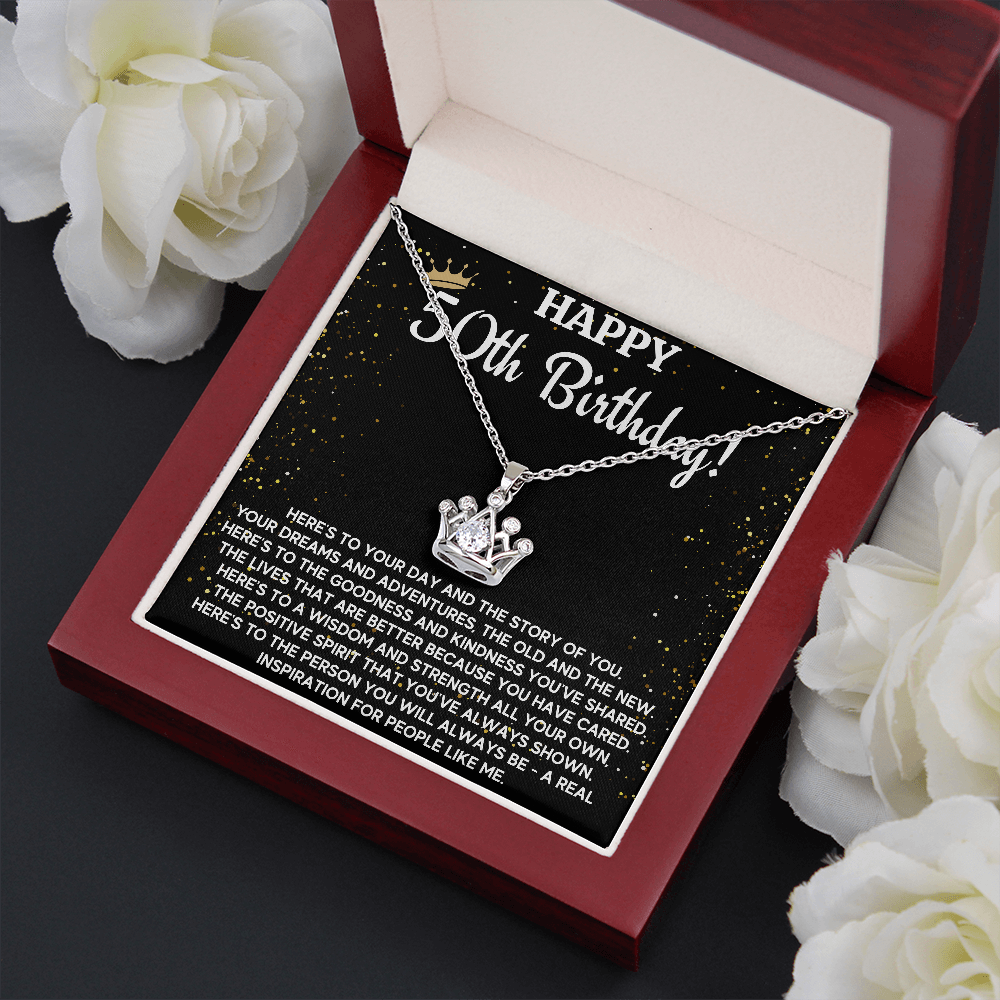 50TH BIRTHDAY WISDOM CROWN NECKLACE GIFT SET