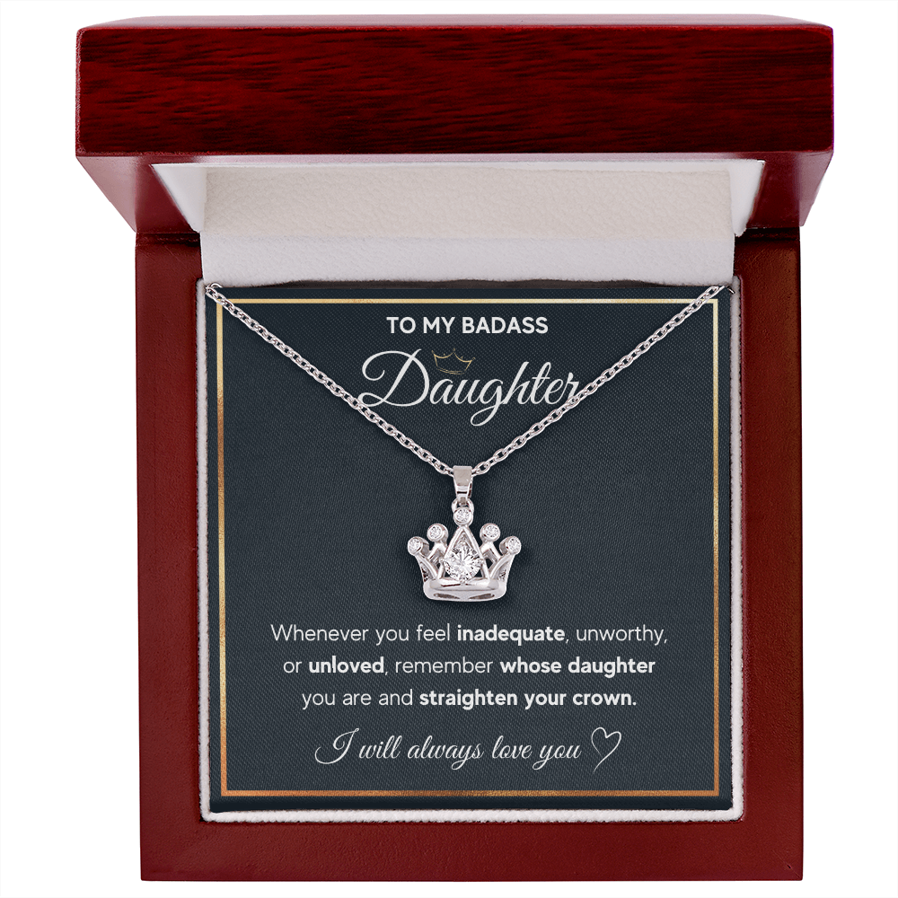TO MY BADASS DAUGHTER CROWN NECKLACE GIFT SET