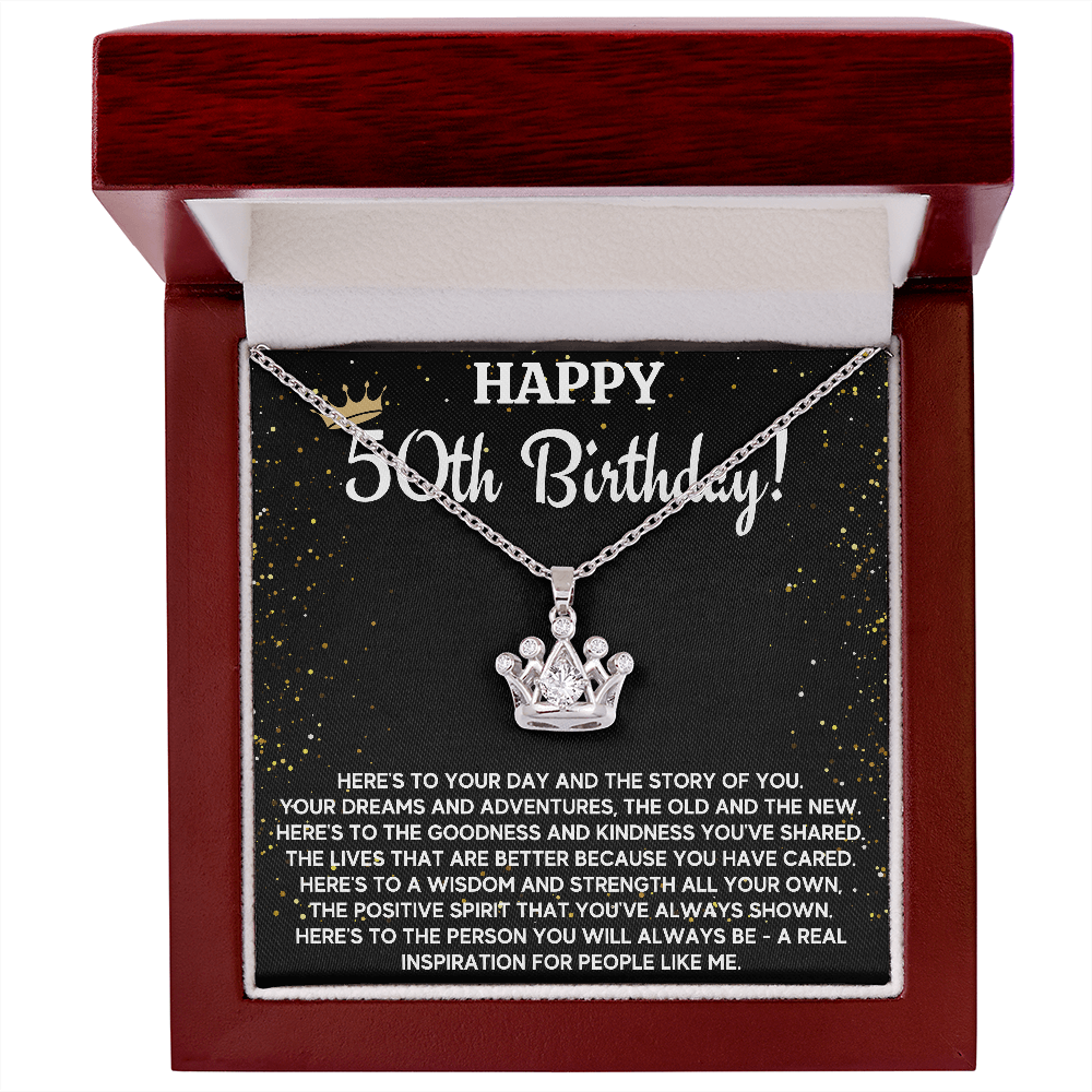 50TH BIRTHDAY WISDOM CROWN NECKLACE GIFT SET