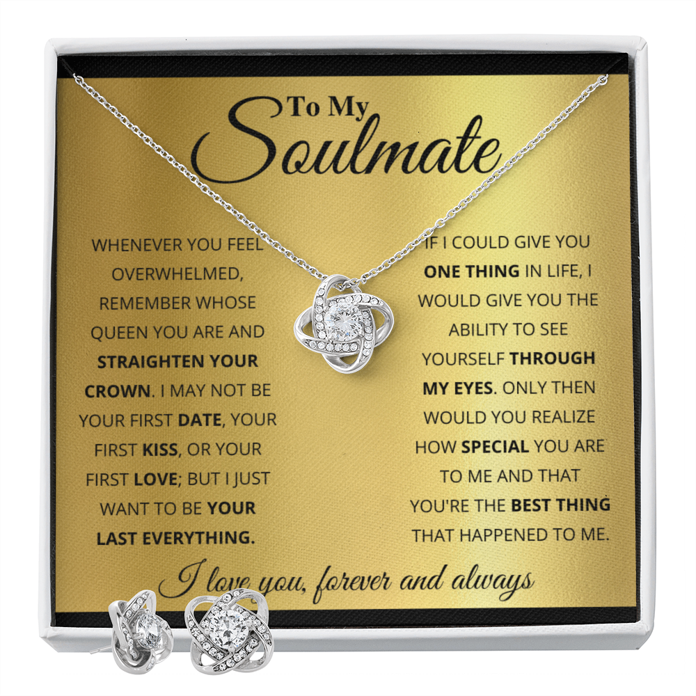 SOULMATE GOLD LOVE KNOT NECKLACE AND EARRINGS SET
