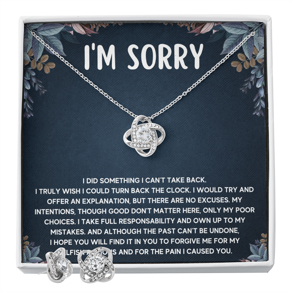 I'M SORRY POOR CHOICES LOVE KNOT NECKLACE AND EARRINGS SET