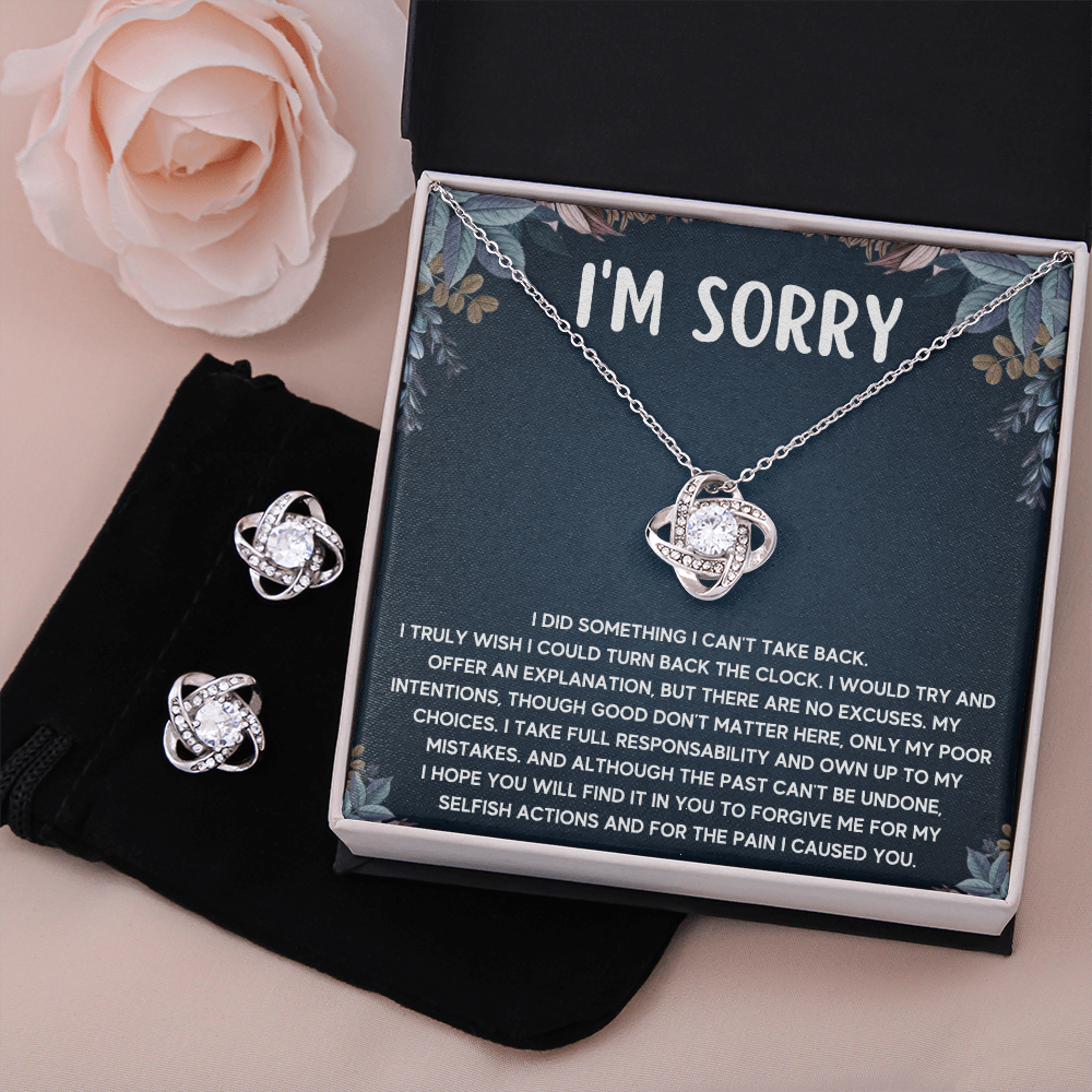 I'M SORRY POOR CHOICES LOVE KNOT NECKLACE AND EARRINGS SET