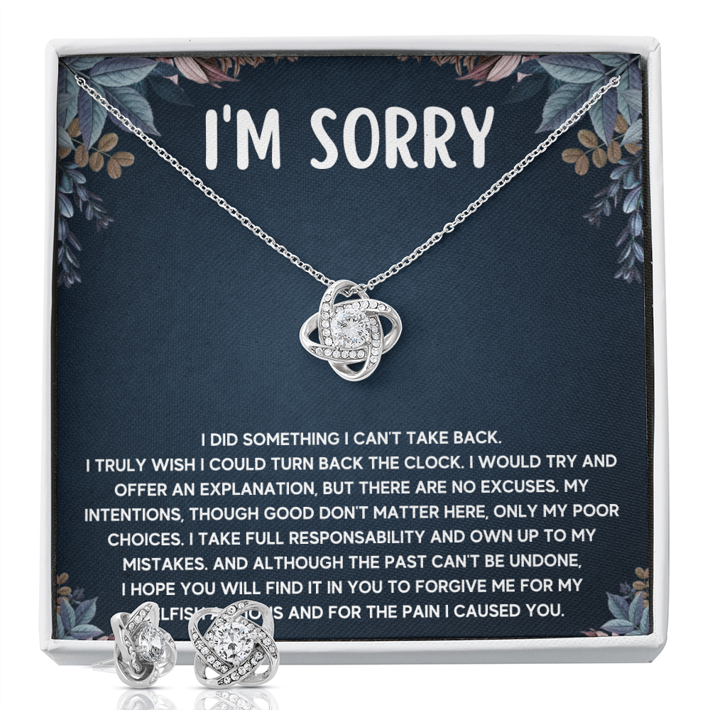 I'M SORRY POOR CHOICES LOVE KNOT NECKLACE AND EARRINGS SET