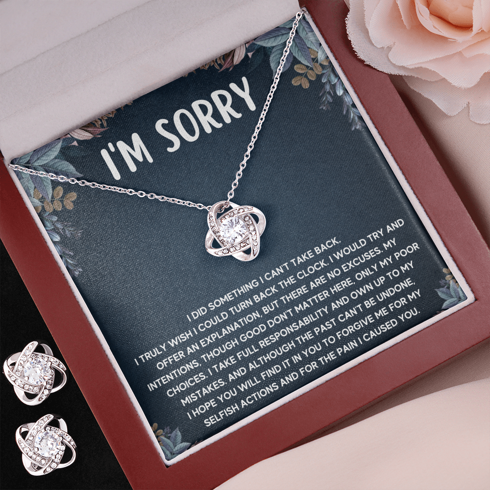 I'M SORRY POOR CHOICES LOVE KNOT NECKLACE AND EARRINGS SET