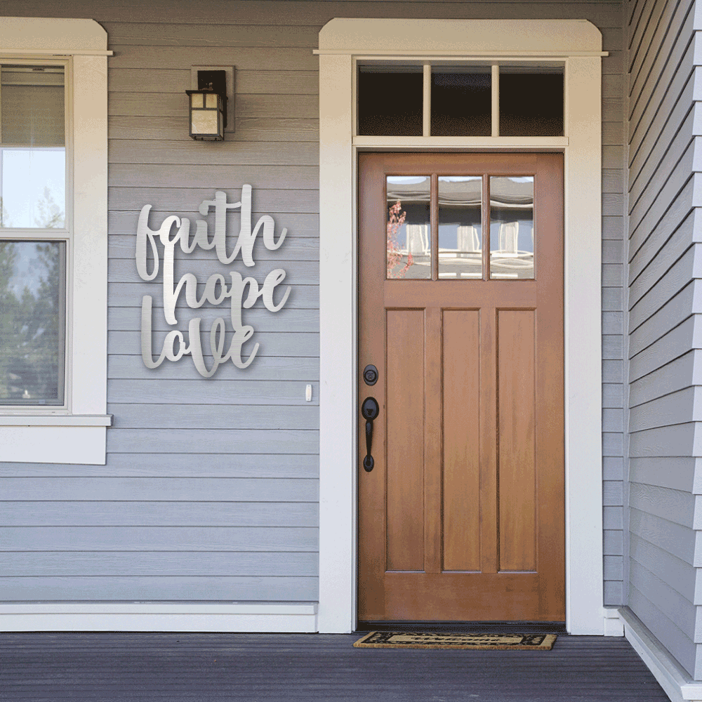 FAITH HOPE LOVE METAL WALL ART