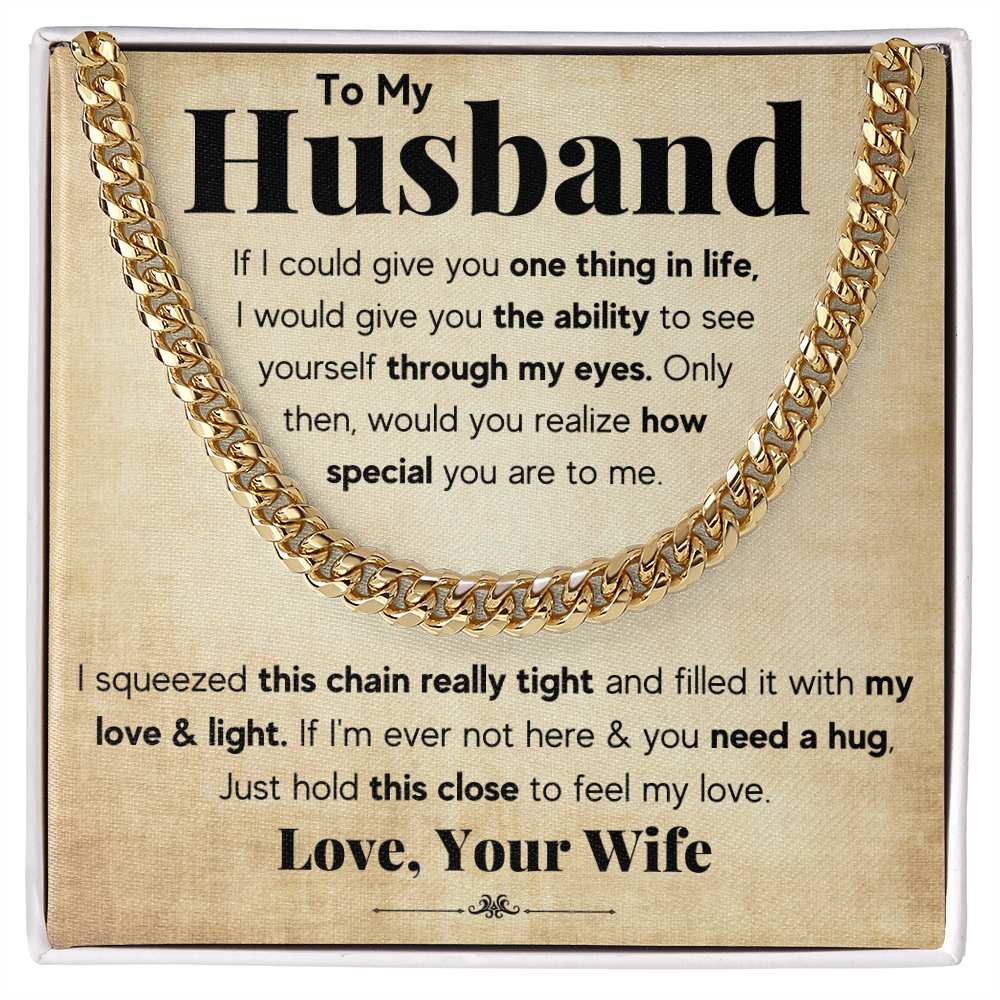 TO MY HUSBAND SQUEEZED CUBAN LINK CHAIN GIFT SET