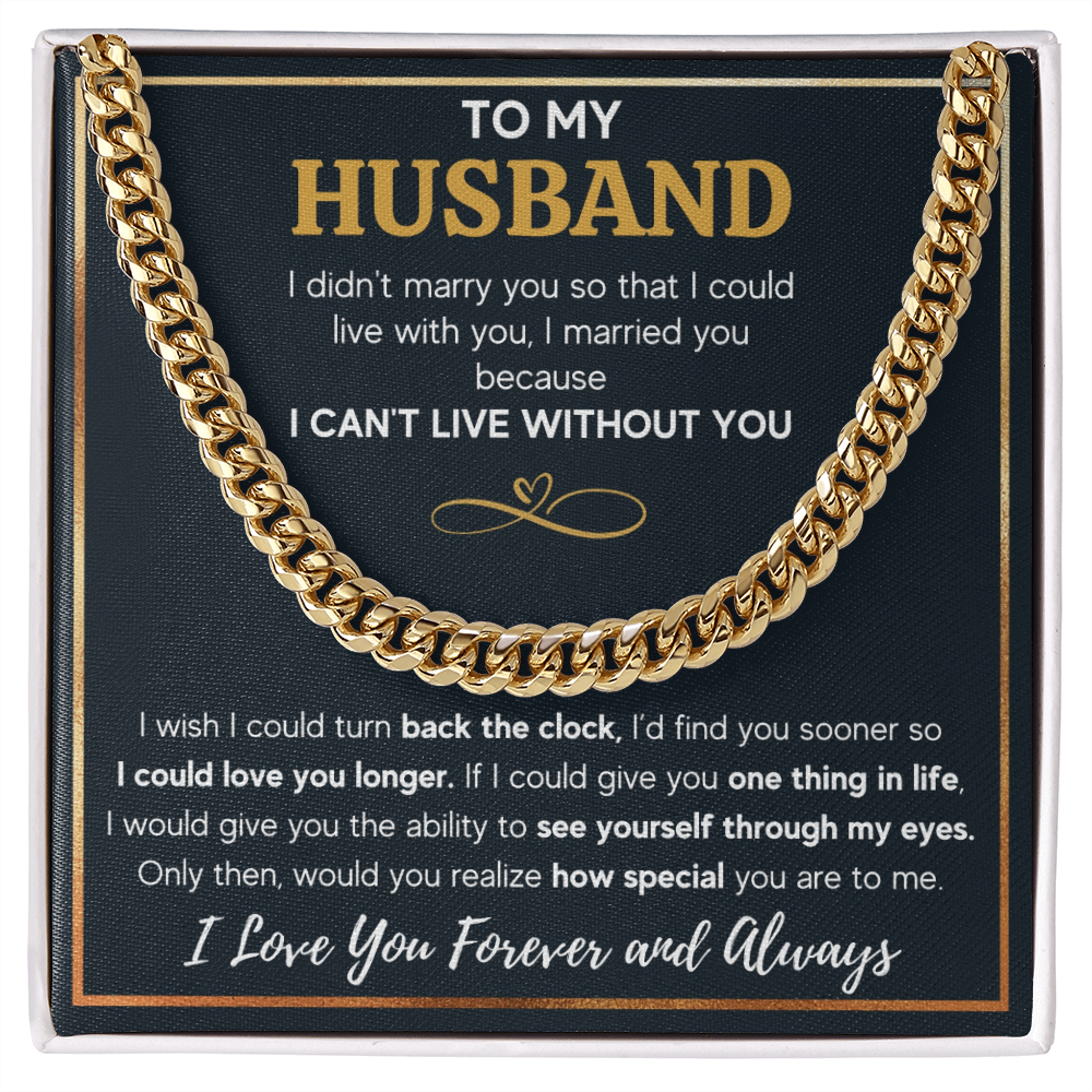 TO MY HUSBAND EYES CUBAN LINK CHAIN NECKLACE GIFT SET