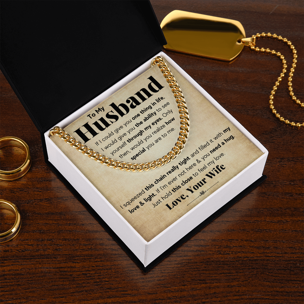 TO MY HUSBAND SQUEEZED CUBAN LINK CHAIN GIFT SET
